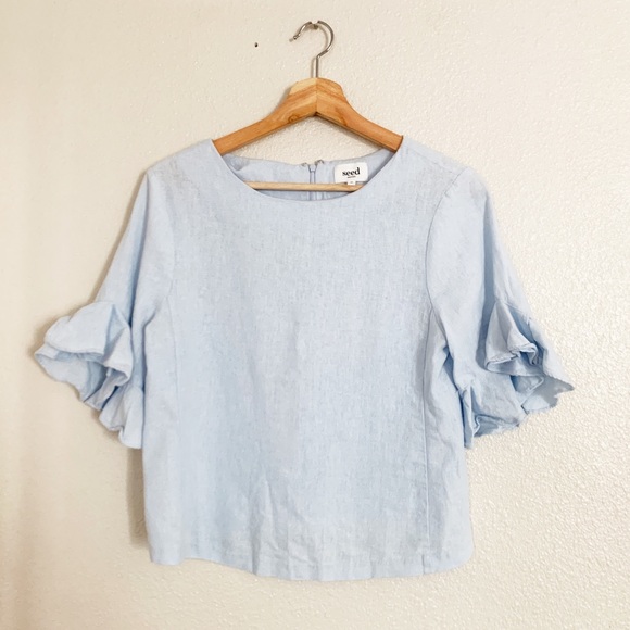Seed Heritage Tops - Seed Heritage Blue Linen Top
